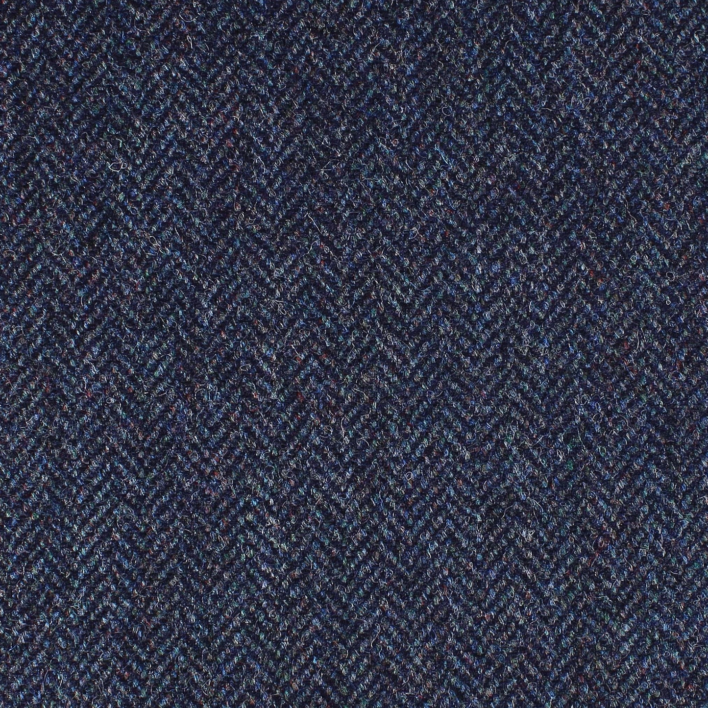 James - 100% Wool Beautiful Blue Herringbone Tweed Fabric With Coloured Fleck