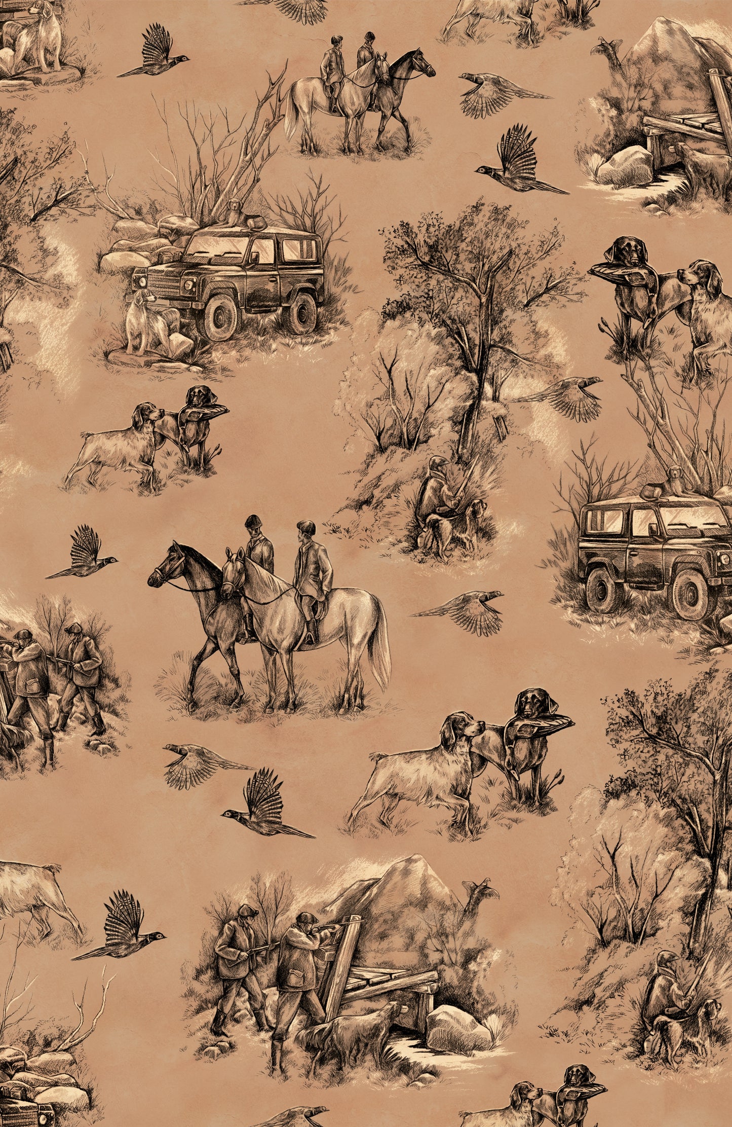 Shooting Toile Wallpaper - Beat by Eades & Francis