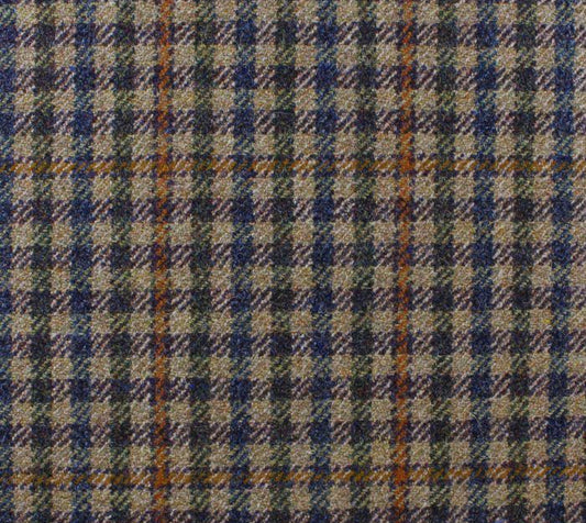 Vinny - 100% Wool Stunning Tan Check Tweed Fabric