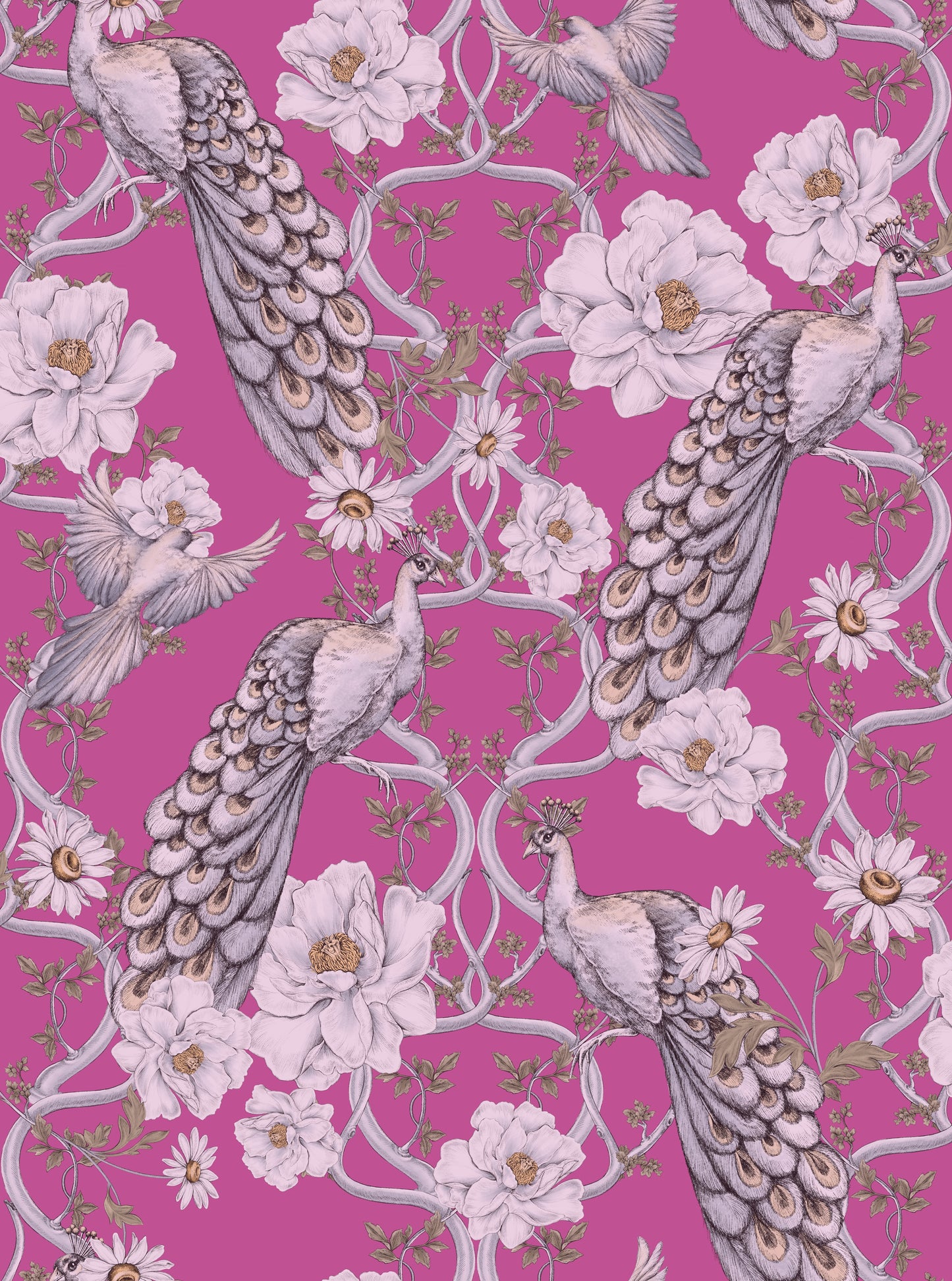 Bevy - Peacock & Blossom Wallpaper