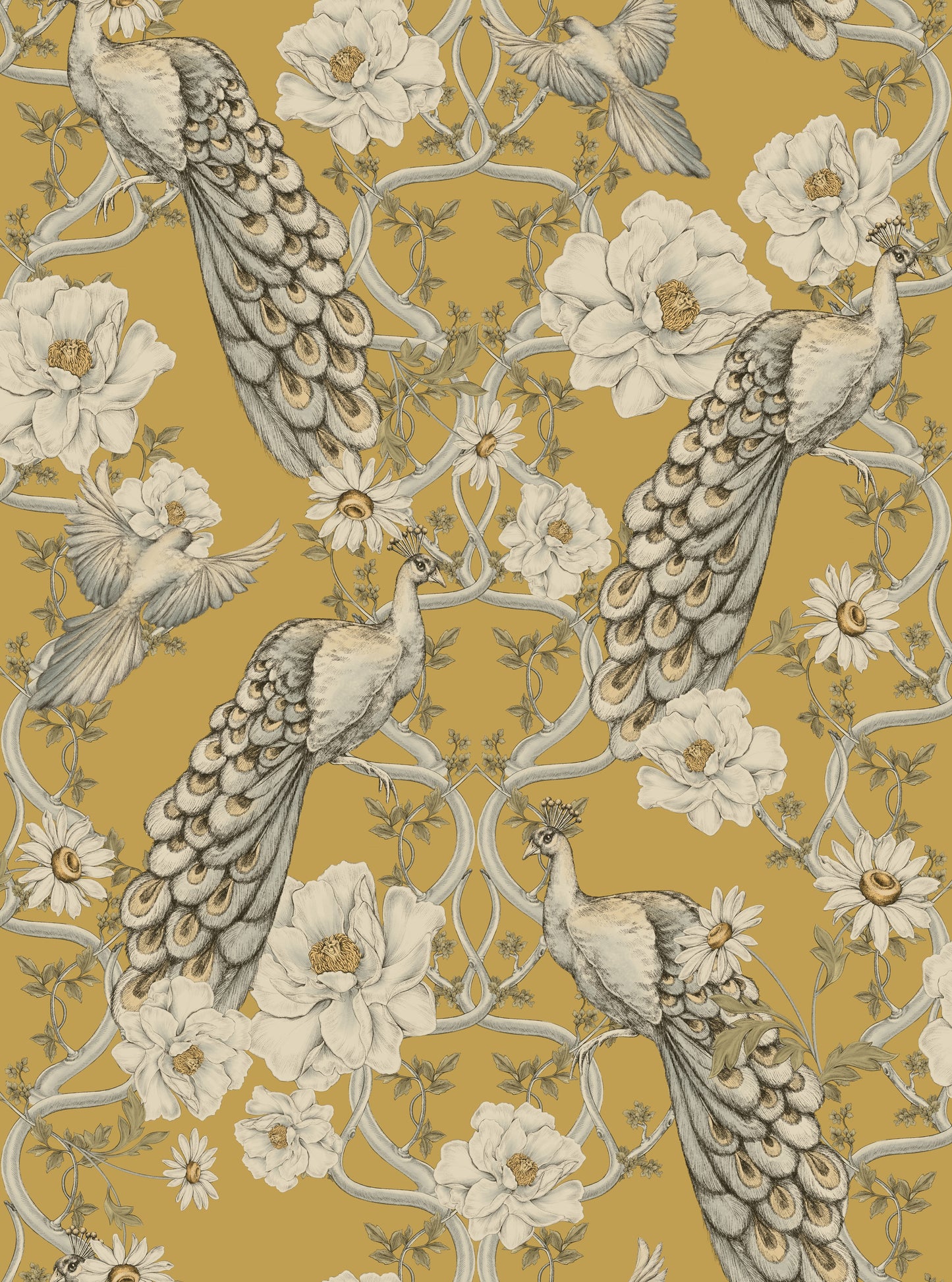 Bevy - Peacock & Blossom Wallpaper
