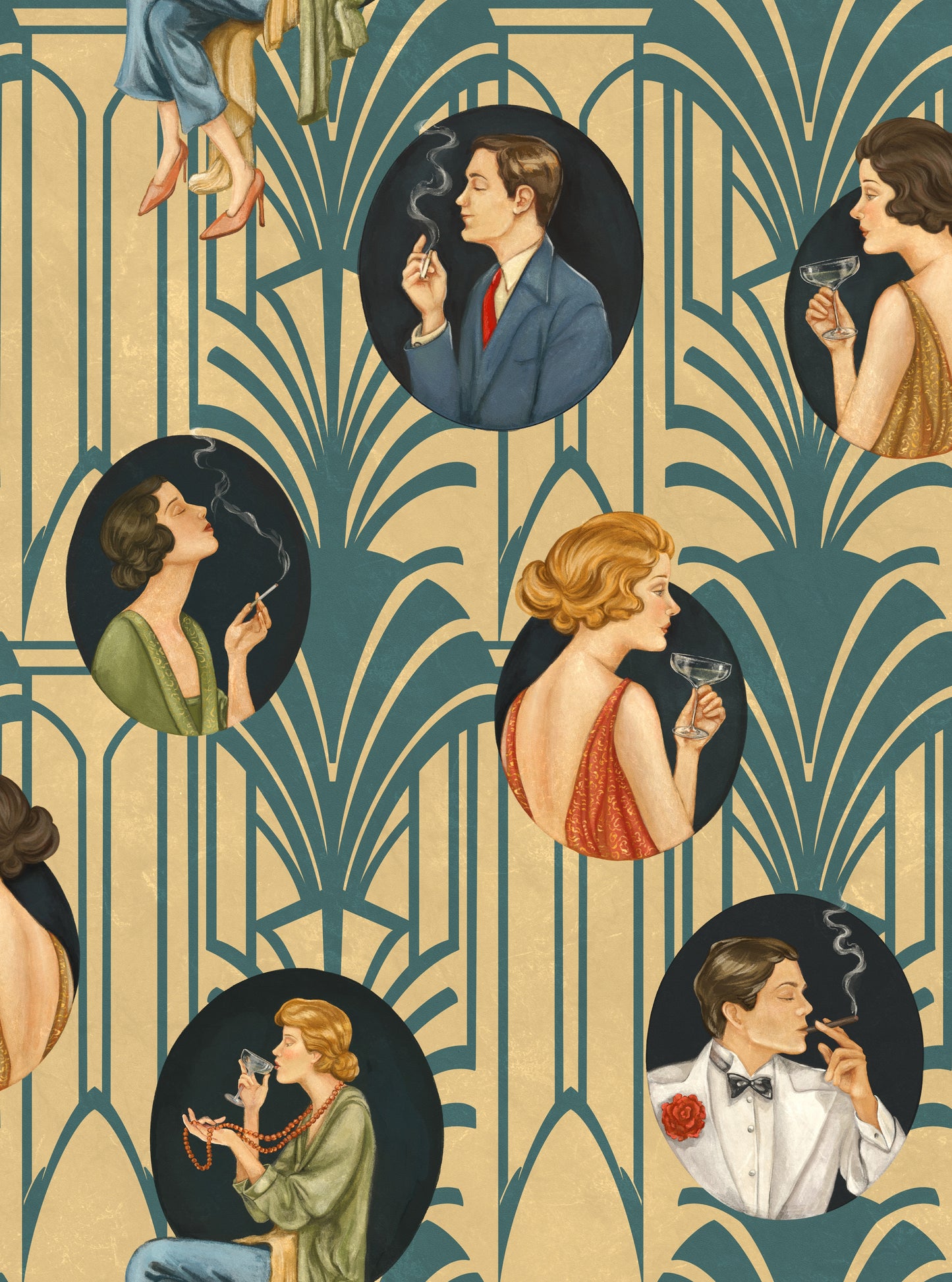 Burgess - Art Deco Smoking Room Wallpaper