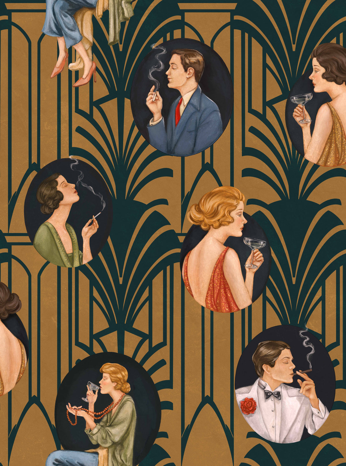 Burgess - Art Deco Smoking Room Wallpaper